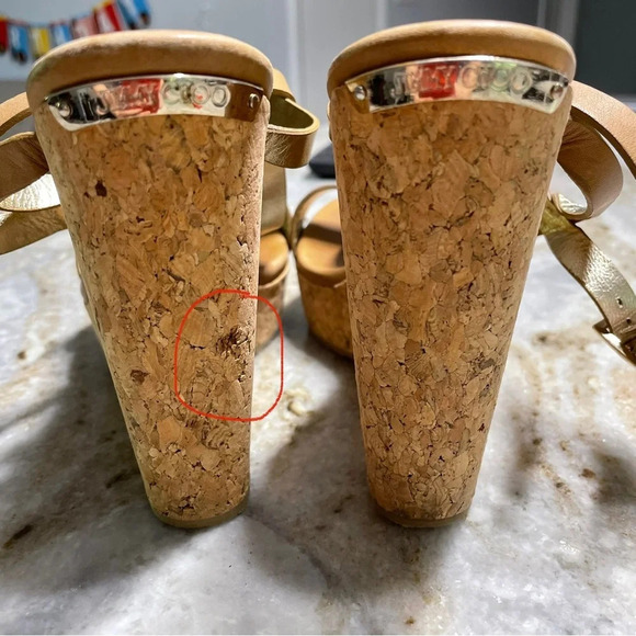 Jimmy Choo Leather and Kork Wedge Sandals Size 37.5 - Picture 10 of 14